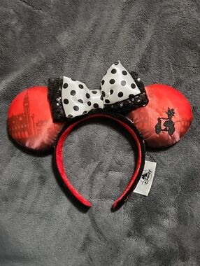 Disney Red and Black Minnie Ear Headband with Polka Dot Bow